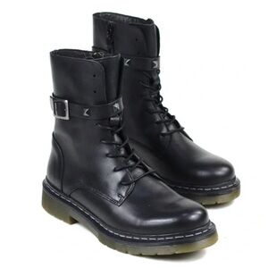 CUBANAS • Black Leather Combat Boots Includes Box